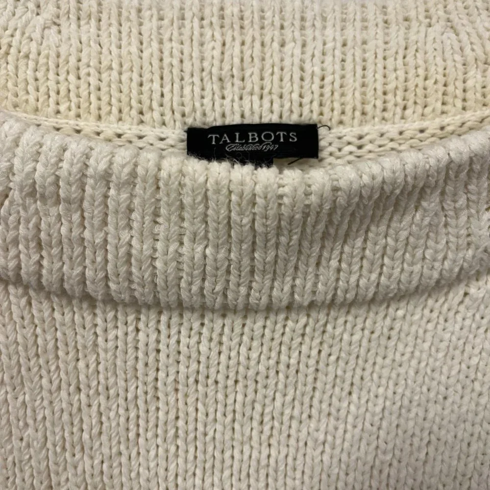 Talbots Women's Sweater Ivory Short Sleeve Size X-Large - Picture 2 of 5